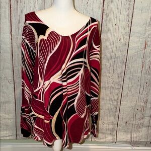 Chico's Red and Black Abstract Top